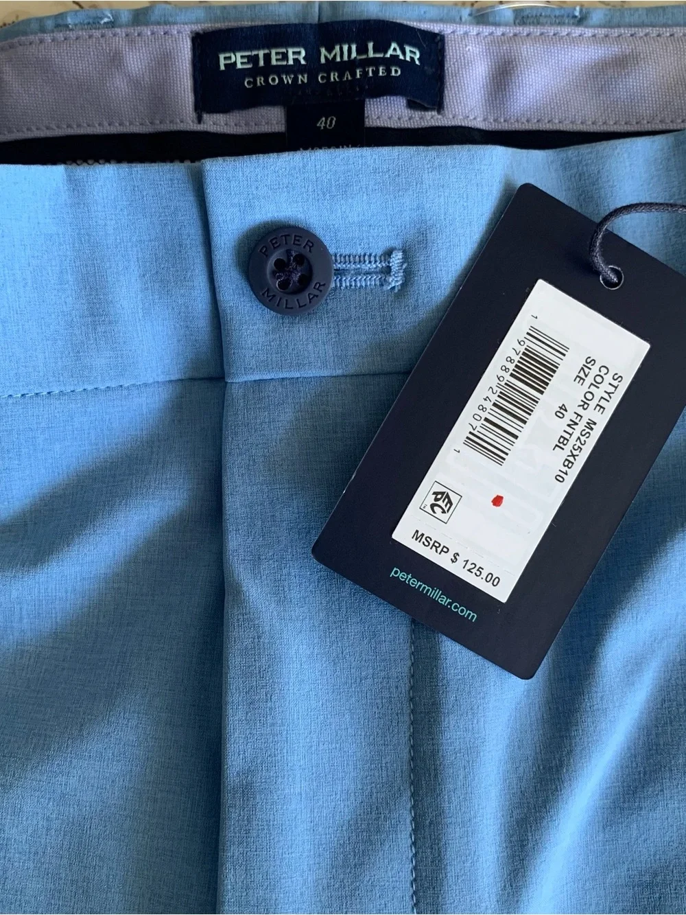 Peter Millar NWT 40 Performance Sky Blue SURGE Tailor Fit Front Front Shorts